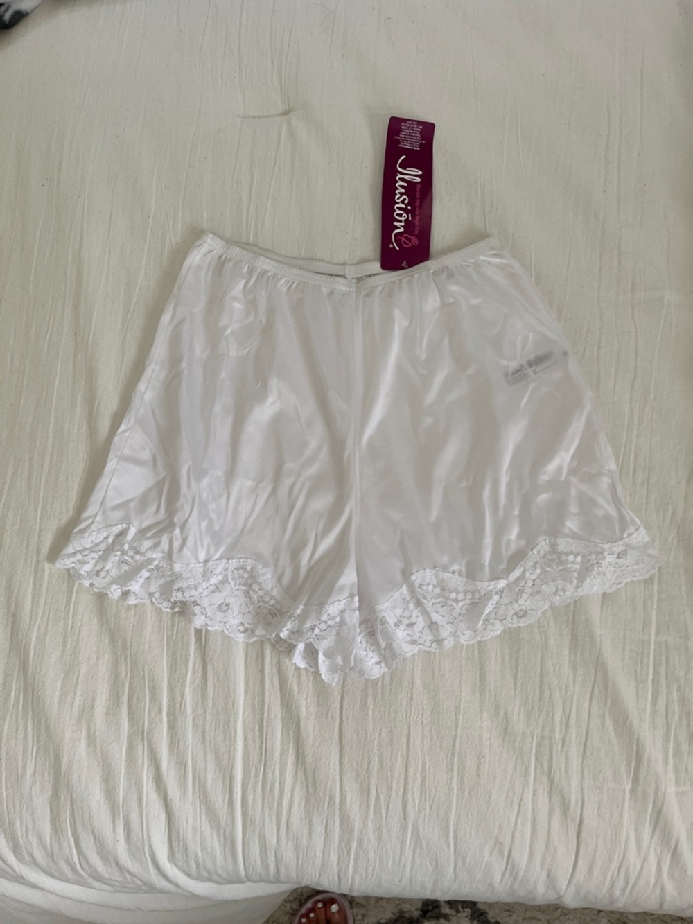 White Lace Trim Shorts